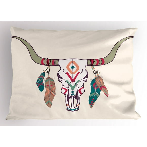 Essential Bull Skull Illustration Print with Themed Ornaments Cream Multicolor Cozy Plush for Indoor and Outdoor Use 50 x 70 Ambesonne Longhorn Soft Flannel Fleece Throw Blanket 
